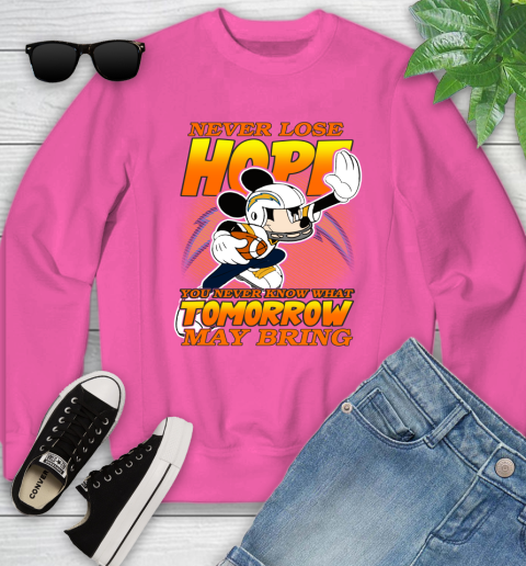 Los Angeles Chargers NFL Football Mickey Disney Never Lose Hope Youth Sweatshirt 6