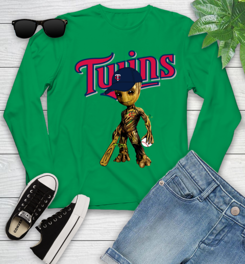 MLB Minnesota Twins Groot Guardians Of The Galaxy Baseball Youth Long Sleeve 6
