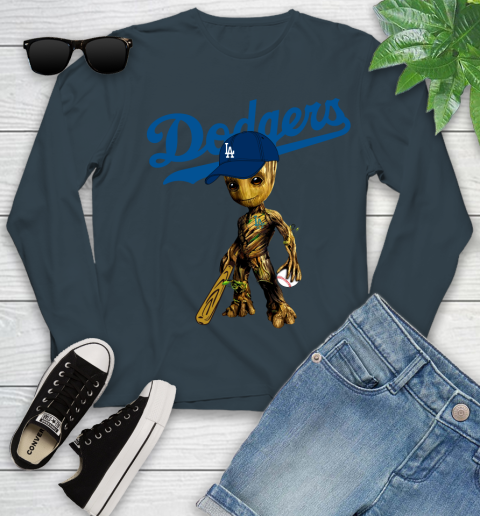 MLB Los Angeles Dodgers Groot Guardians Of The Galaxy Baseball Youth Long Sleeve 8