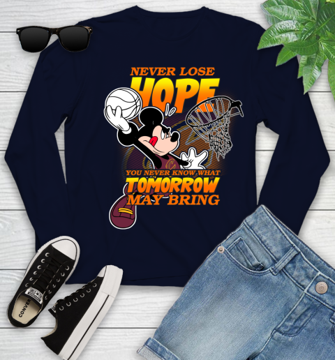 Cleveland Cavaliers NBA Basketball Mickey Disney Never Lose Hope Youth Long Sleeve 2
