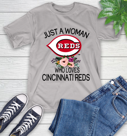 MLB Just A Woman Who Loves Cincinnati Reds Baseball Sports T-Shirt 12