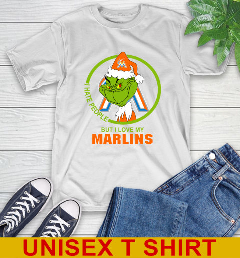 Miami Marlins MLB Christmas Grinch I Hate People But I Love My Favorite Baseball Team T-Shirt