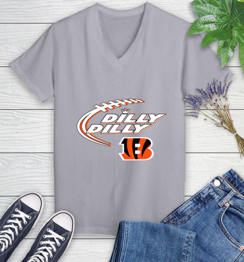NFL Cincinnati Bengals Dilly Dilly Football Sports Women's V-Neck T-Shirt 4