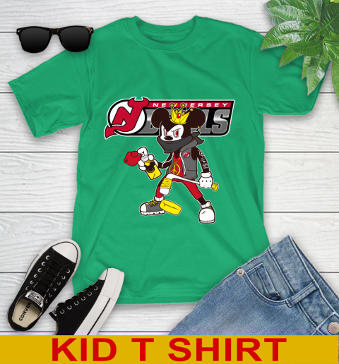 New Jersey Devils NHL Hockey Mickey Peace Sign Sports Youth T-Shirt 6