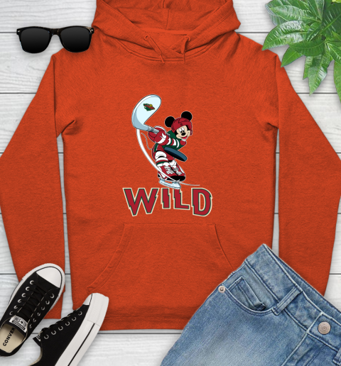 NHL Hockey Minnesota Wild Cheerful Mickey Mouse Shirt Youth Hoodie 5