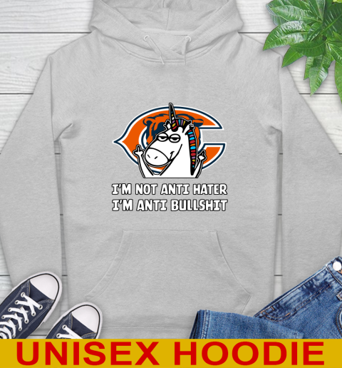Chicago Bears NFL Football Unicorn I'm Not Anti Hater I'm Anti Bullshit Hoodie 6