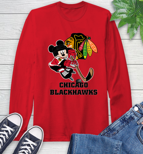 NHL Chicago Blackhawks Mickey Mouse Disney Hockey T Shirt Long Sleeve T-Shirt 10