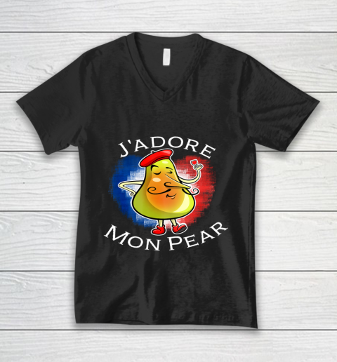 Funny J Adore Mon Pear Graphic For Papa On Fathers Day Pun V-Neck T-Shirt