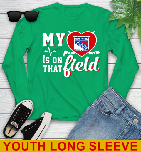 NHL My Heart Is On That Field Hockey Sports New York Rangers Youth Long Sleeve 7
