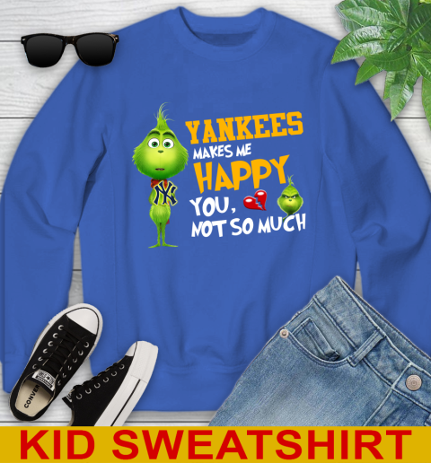 MLB New York Yankees Makes Me Happy You Not So Much Grinch Baseball Sports Youth Sweatshirt 7 MLB New York Yankees Makes Me Happy You Not So Much Grinch Baseball Sports Youth Sweatshirt - Image 7