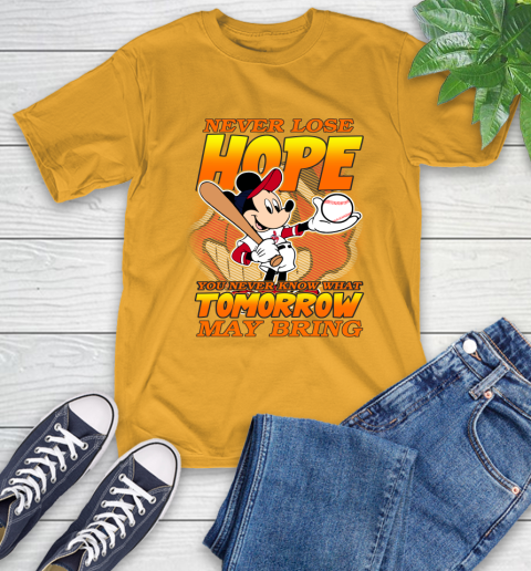 Cleveland Indians MLB Baseball Mickey Disney Never Lose Hope T-Shirt 2
