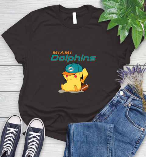 NFL Pikachu Football Sports Miami Dolphins Women's T-Shirt 8