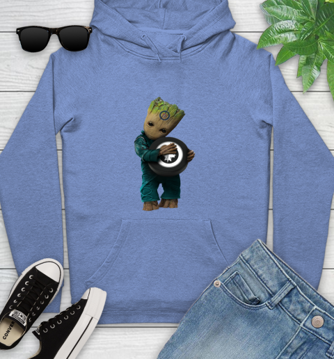 NHL Groot Guardians Of The Galaxy Hockey Sports Winnipeg Jets Youth Hoodie 12
