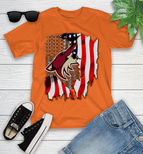 Arizona Coyotes NHL Hockey American Flag Youth T-Shirt - Image 10