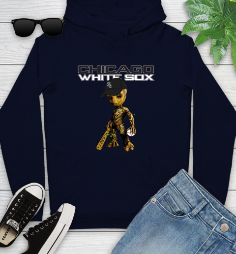 MLB Chicago White Sox Groot Guardians Of The Galaxy Baseball Youth Hoodie 4