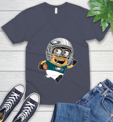 NFL Philadelphia Eagles Minions Disney Football Sports V-Neck T-Shirt 9