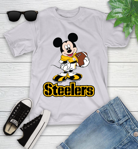 NFL Football Pittsburgh Steelers Cheerful Mickey Mouse Shirt Youth T-Shirt 4