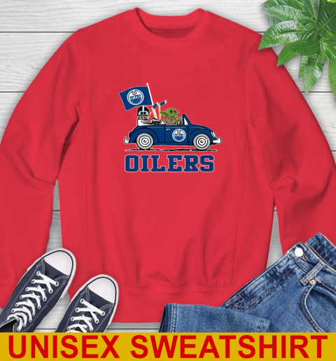 NHL Hockey Edmonton Oilers Darth Vader Baby Yoda Driving Star Wars Shirt Sweatshirt 10