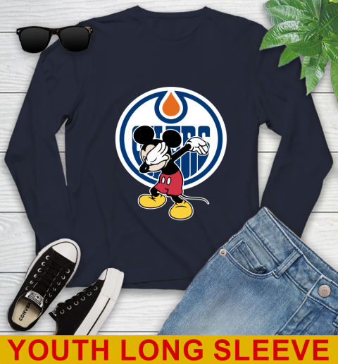 Edmonton Oilers NHL Hockey Dabbing Mickey Disney Sports Youth Long Sleeve 3