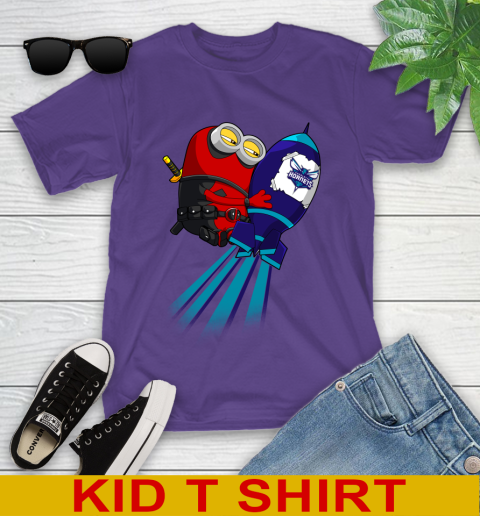 NBA Basketball Charlotte Hornets Deadpool Minion Marvel Shirt Youth T-Shirt 3