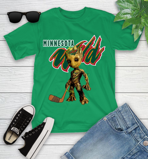 Minnesota Wild NHL Hockey Groot Marvel Guardians Of The Galaxy Youth T-Shirt 6