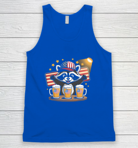 Raccoon red white and brew Funny Independence Day 4th of July Tank Top 3