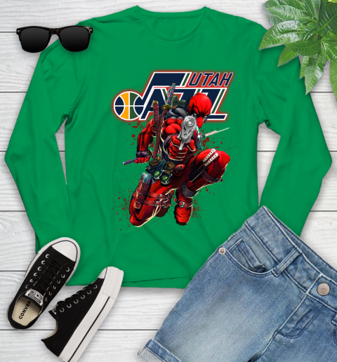 NBA Deadpool Marvel Comics Sports Basketball Utah Jazz Youth Long Sleeve 6