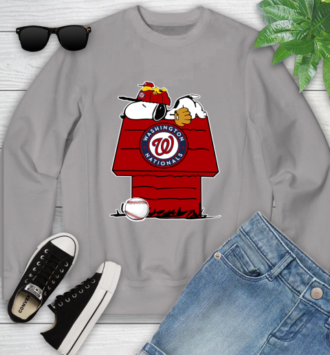 MLB Washington Nationals Snoopy Woodstock The Peanuts Movie Baseball T Shirt_000 Youth Sweatshirt 4