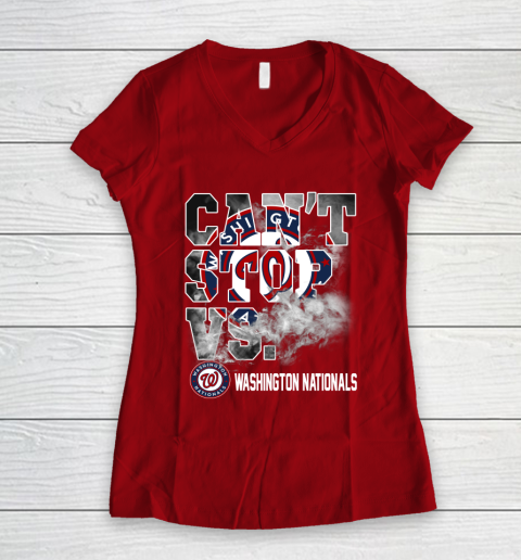 MLB Washington Nationals Baseball Can't Stop Vs Nationals Women's V-Neck T-Shirt 8