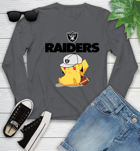 NFL Pikachu Football Sports Oakland Raiders Youth Long Sleeve 8