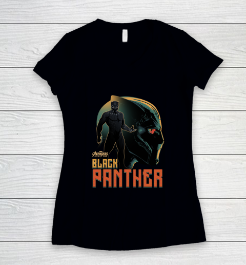 Marvel Infinity War Black Panther Profile Graphic Women's V-Neck T-Shirt