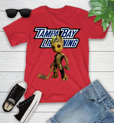 Tampa Bay Lightning NHL Hockey Groot Marvel Guardians Of The Galaxy Youth T-Shirt 10