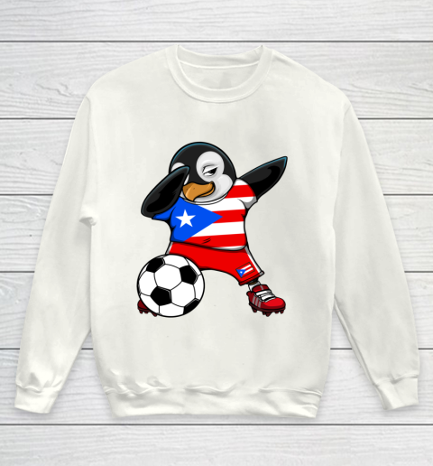 Dabbing Penguin Puerto Rico Soccer Fan Jersey Football Lover Youth Sweatshirt