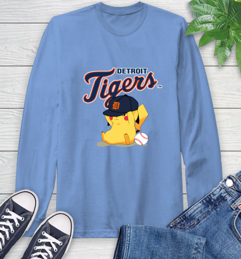 MLB Pikachu Baseball Sports Detroit Tigers Long Sleeve T-Shirt 11