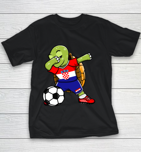 Dabbing Turtle Croatia Soccer Fans Jersey Croatian Football Youth T-Shirt