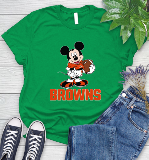 NFL Football Cleveland Browns Cheerful Mickey Mouse Shirt Women's T-Shirt 7