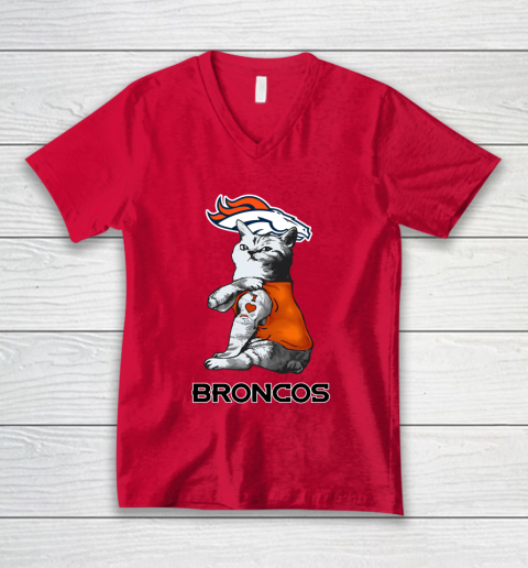 NFL Football My Cat Loves Denver Broncos V-Neck T-Shirt 6