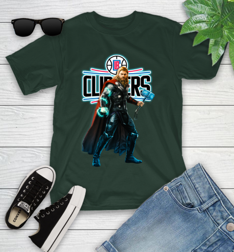 NBA Thor Avengers Endgame Basketball Los Angeles Clippers Youth T-Shirt 5