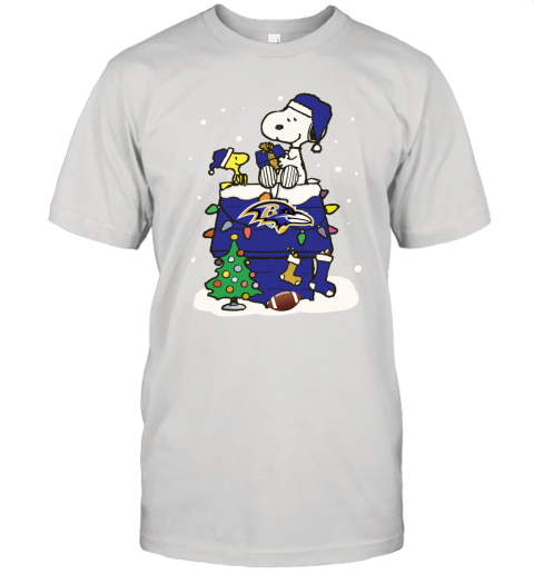 A Happy Christmas With Baltimore Ravens Snoopy Shirts Unisex Jersey Tee