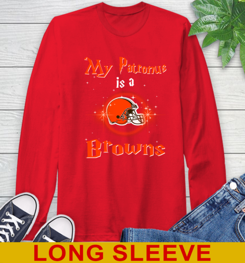 NFL Football Harry Potter My Patronus Is A Cleveland Browns Long Sleeve T-Shirt 12