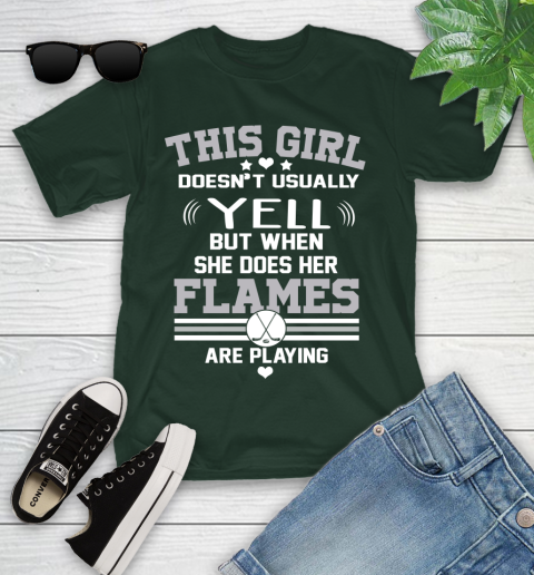 Calgary Flames NHL Hockey I Yell When My Team Is Playing Youth T-Shirt 5