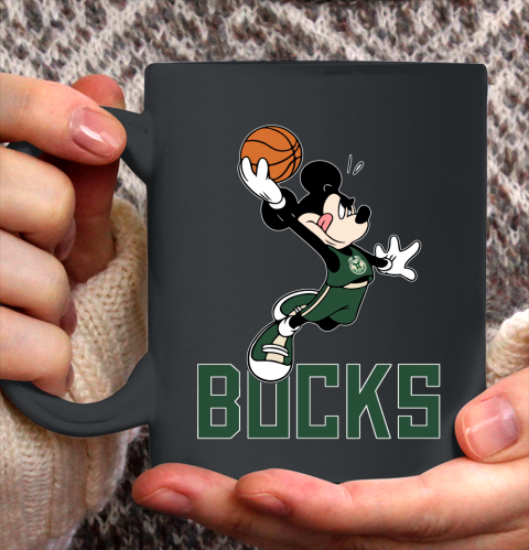 NBA Basketball Milwaukee Bucks Cheerful Mickey Mouse Shirt Ceramic Mug 15oz
