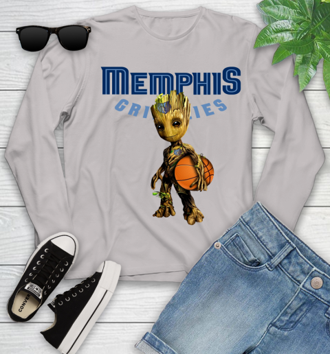 Memphis Grizzlies NBA Basketball Groot Marvel Guardians Of The Galaxy Youth Long Sleeve 12