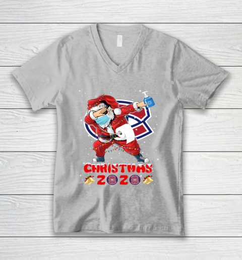 Montreal Canadiens Funny Santa Claus Dabbing Christmas 2020 NHL V-Neck T-Shirt 3