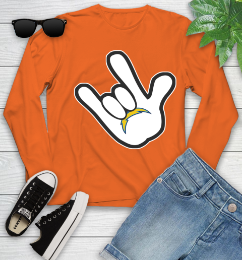 San Diego Chargers NFL Football Mickey Rock Hand Disney Youth Long Sleeve 4