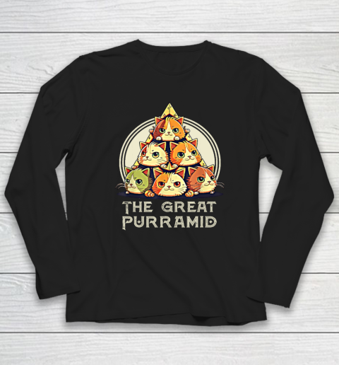 Great Pyramid Egypt Funny Egyptian Purramid for Cat Owners Long Sleeve T-Shirt