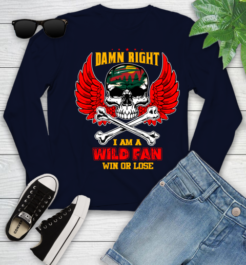 NHL Damn Right I Am A Minnesota Wild Win Or Lose Skull Hockey Sports Youth Long Sleeve 2