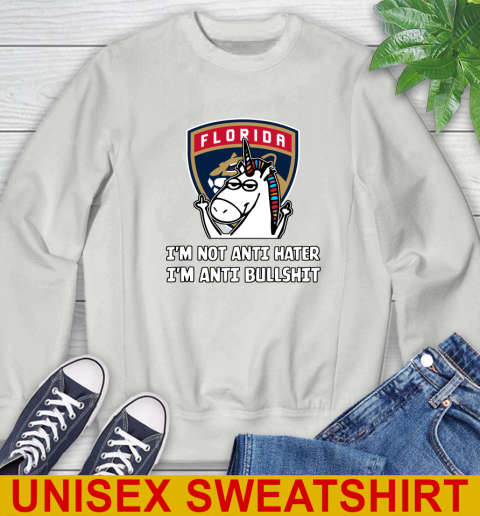 Florida Panthers NHL Hockey Unicorn I'm Not Anti Hater I'm Anti Bullshit Sweatshirt 5