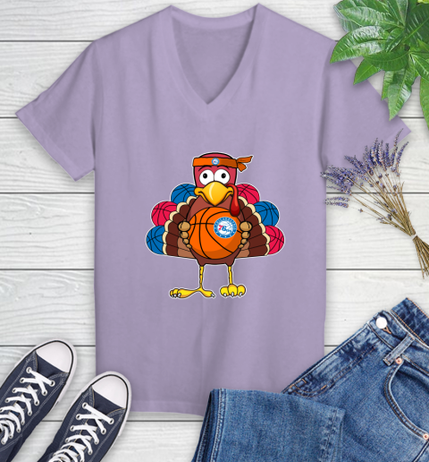 Philadelphia 76ers Turkey thanksgiving day Women's V-Neck T-Shirt 14
