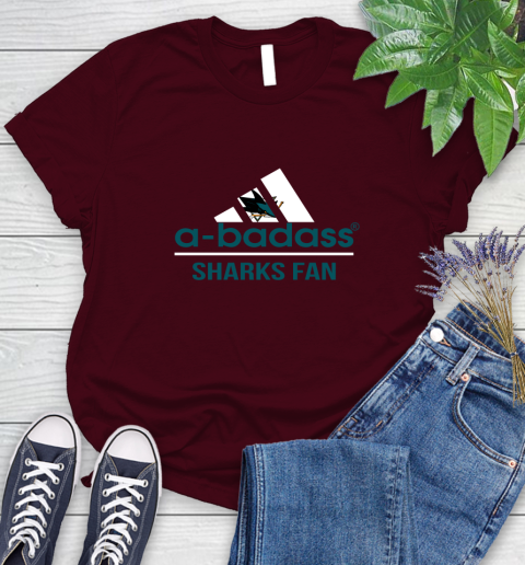 NHL A Badass San Jose Sharks Fan Adidas Hockey Sports Women's T-Shirt 7